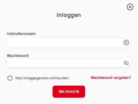Inloggedeelte – toegang tot spelersaccount