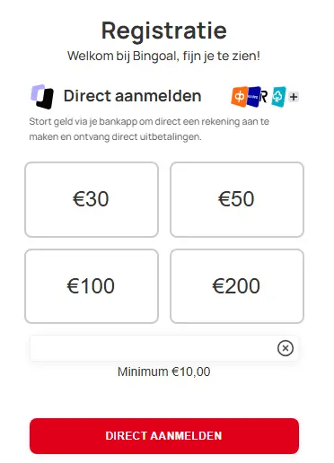 Snel formulier om een spelersaccount aan te maken